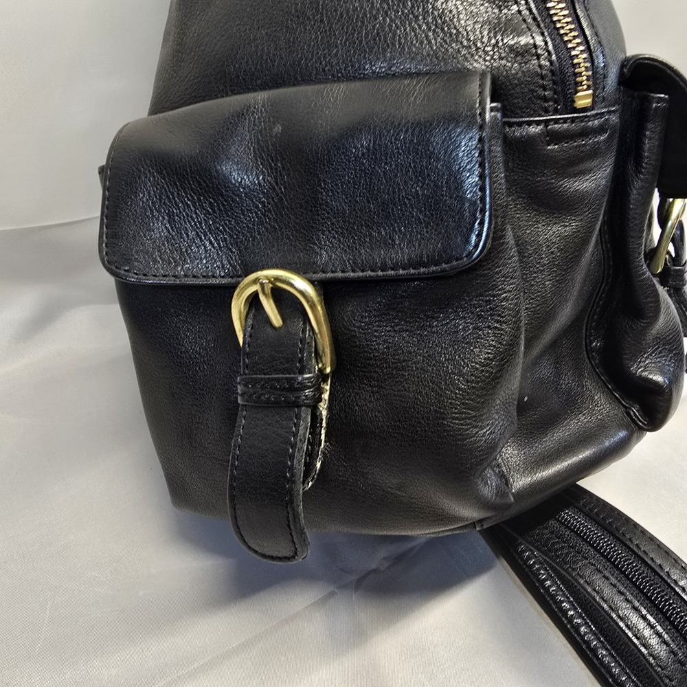 Boulder Ridge Black Leather Convertible Backpack/crossbody - Picture 5 of 12